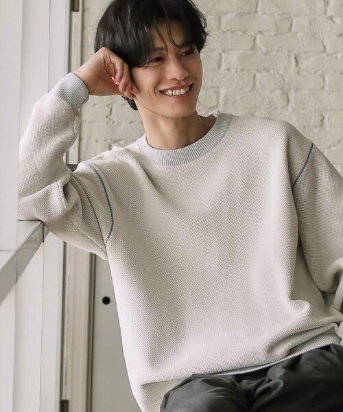 THE SHOP TK （ザ ショップ ティーケー ）の「【大人の上品カジュアルを叶える】ハグするニット 洗濯機OK／6色展開（ニット/セーター・メンズ・オフホワイト/ブルーグリーン/ブラック/レンガ/ダークブラウン/ネイビー・03/02/01/04）」の2枚目の写真
