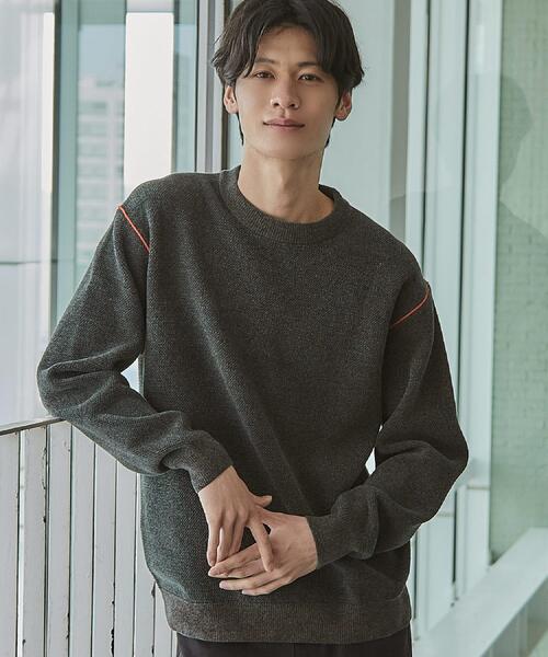 THE SHOP TK （ザ ショップ ティーケー ）の「【大人の上品カジュアルを叶える】ハグするニット 洗濯機OK／6色展開（ニット/セーター・メンズ・オフホワイト/ブルーグリーン/ブラック/レンガ/ダークブラウン/ネイビー・03/02/01/04）」の5枚目の写真