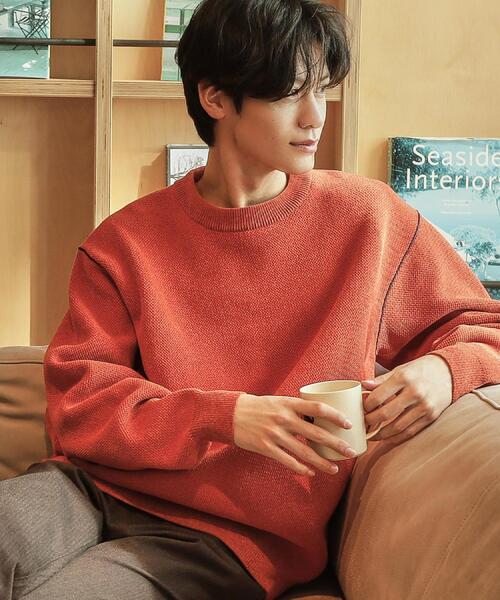 THE SHOP TK （ザ ショップ ティーケー ）の「【大人の上品カジュアルを叶える】ハグするニット 洗濯機OK／6色展開（ニット/セーター・メンズ・オフホワイト/ブルーグリーン/ブラック/レンガ/ダークブラウン/ネイビー・03/02/01/04）」の6枚目の写真