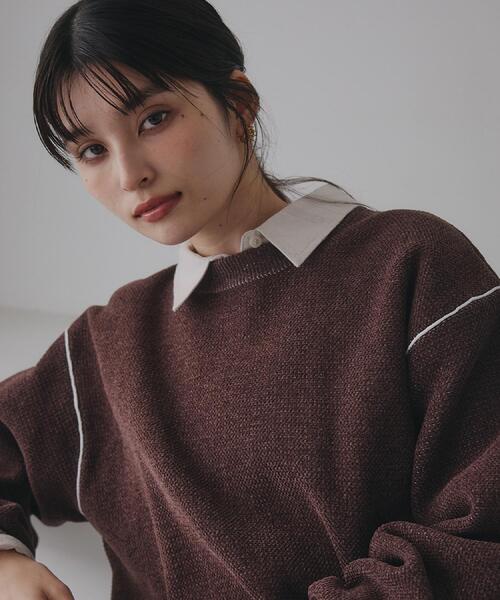 THE SHOP TK （ザ ショップ ティーケー ）の「【大人の上品カジュアルを叶える】ハグするニット 洗濯機OK／6色展開（ニット/セーター・メンズ・オフホワイト/ブルーグリーン/ブラック/レンガ/ダークブラウン/ネイビー・03/02/01/04）」の9枚目の写真