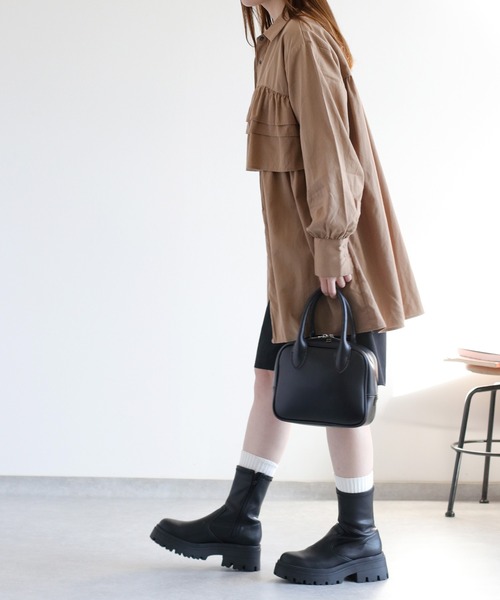 cepo（セポ）の「フリルチュニックシャツ（チュニック・レディース・オリーブ/オフホワイト/ベージュ・M）」の5枚目の写真