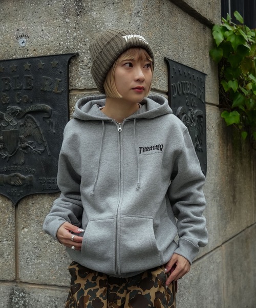 THRASHER(スラッシャー)の「Devil Tail Logo Damage KNIT CAP BEANIE ダメージ加工/THRASHER スラッシャー ユニセックス ストリート スケーター カジュアル アメカジ スケートボード ブランドロゴ 刺繍(ニットキャップ/ビーニー・メンズ・ブラック/ベージュ/カーキ・FREE)」の8枚目の写真