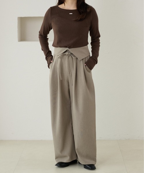 apres jour clair(アプレジュールクレア)の「【apres jour clair】ラップデザインタックパンツ(その他パンツ・レディース・グレイッシュベージュ/ダークブラウン/ブラウン系その他/ブラック・MEDIUM/SMALL/LARGE)」の17枚目の写真