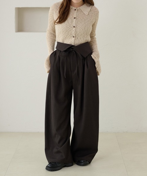 apres jour clair(アプレジュールクレア)の「【apres jour clair】ラップデザインタックパンツ(その他パンツ・レディース・グレイッシュベージュ/ダークブラウン/ブラウン系その他/ブラック・MEDIUM/SMALL/LARGE)」の8枚目の写真