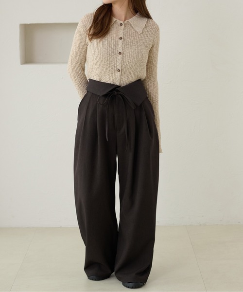 apres jour clair(アプレジュールクレア)の「【apres jour clair】ラップデザインタックパンツ(その他パンツ・レディース・グレイッシュベージュ/ダークブラウン/ブラウン系その他/ブラック・MEDIUM/SMALL/LARGE)」の9枚目の写真