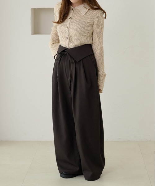 apres jour clair(アプレジュールクレア)の「【apres jour clair】ラップデザインタックパンツ(その他パンツ・レディース・グレイッシュベージュ/ダークブラウン/ブラウン系その他/ブラック・MEDIUM/SMALL/LARGE)」の10枚目の写真