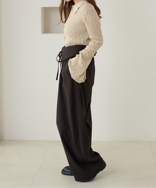 apres jour clair(アプレジュールクレア)の「【apres jour clair】ラップデザインタックパンツ(その他パンツ・レディース・グレイッシュベージュ/ダークブラウン/ブラウン系その他/ブラック・MEDIUM/SMALL/LARGE)」の12枚目の写真