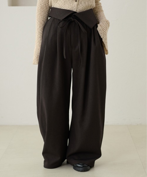 apres jour clair(アプレジュールクレア)の「【apres jour clair】ラップデザインタックパンツ(その他パンツ・レディース・グレイッシュベージュ/ダークブラウン/ブラウン系その他/ブラック・MEDIUM/SMALL/LARGE)」の5枚目の写真