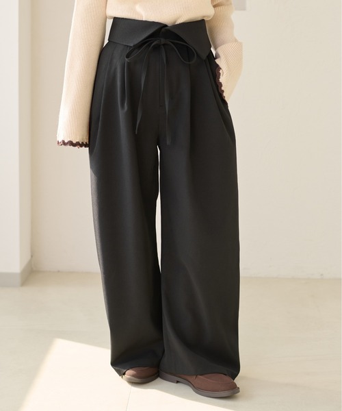 apres jour clair(アプレジュールクレア)の「【apres jour clair】ラップデザインタックパンツ(その他パンツ・レディース・グレイッシュベージュ/ダークブラウン/ブラウン系その他/ブラック・MEDIUM/SMALL/LARGE)」の21枚目の写真