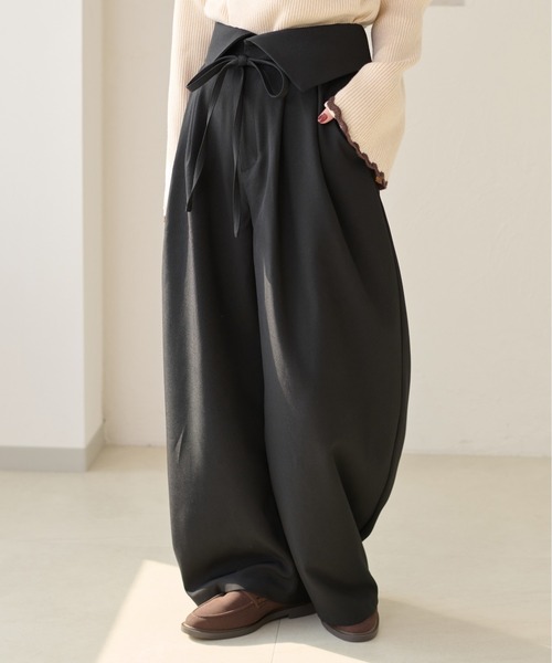 apres jour clair(アプレジュールクレア)の「【apres jour clair】ラップデザインタックパンツ(その他パンツ・レディース・グレイッシュベージュ/ダークブラウン/ブラウン系その他/ブラック・MEDIUM/SMALL/LARGE)」の22枚目の写真