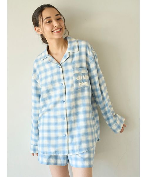 gelato pique（ジェラートピケ）の「プレッピーネルチェックショートパンツ（ルームウェア/パジャマ・レディース・ブルー/イエロー・F）」の12枚目の写真