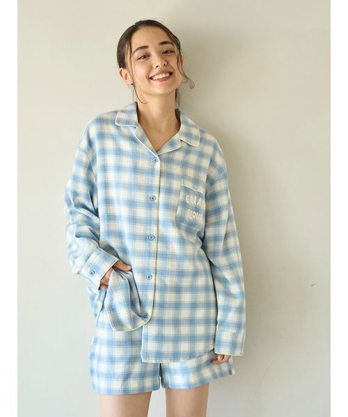 gelato pique（ジェラートピケ）の「プレッピーネルチェックショートパンツ（ルームウェア/パジャマ・レディース・ブルー/イエロー・F）」の13枚目の写真