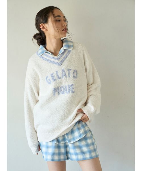 gelato pique（ジェラートピケ）の「プレッピーネルチェックショートパンツ（ルームウェア/パジャマ・レディース・ブルー/イエロー・F）」の18枚目の写真