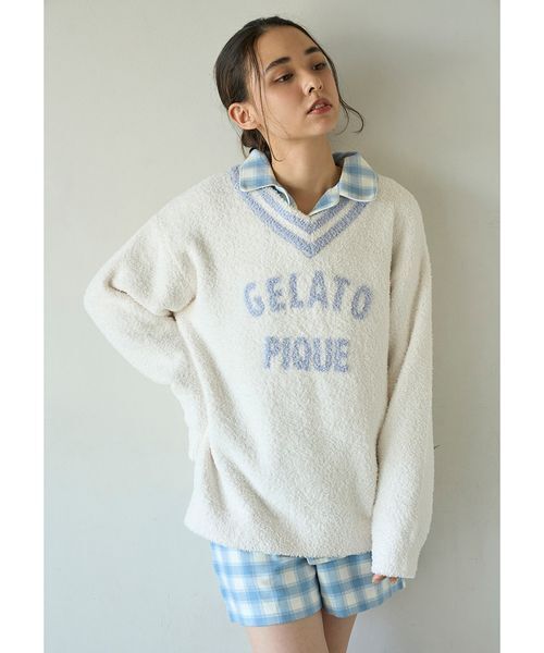 gelato pique（ジェラートピケ）の「プレッピーネルチェックショートパンツ（ルームウェア/パジャマ・レディース・ブルー/イエロー・F）」の19枚目の写真