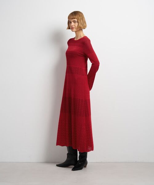 LANVIN en Bleu（ランバンオンブルー）の「ニットレースワンピース（Tシャツ/カットソー・レディース・ブラック/レッド・38）」の4枚目の写真