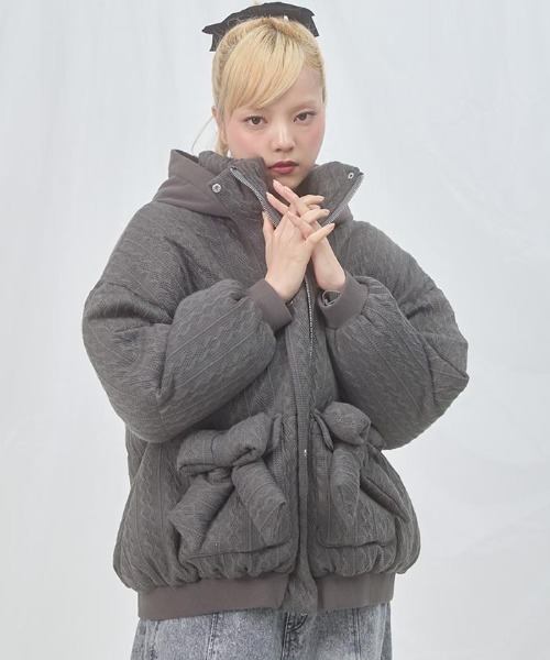 ボリュームリボンニットダウン（ダウンジャケット/コート