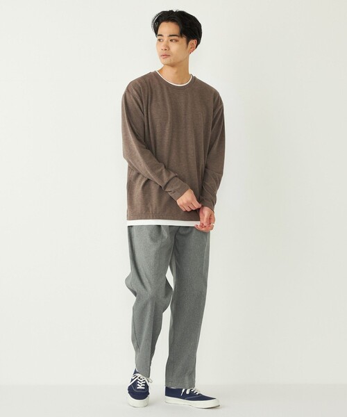 しっとりレイヤードロンTee 36 SHIPS: 抗菌・防臭 NANO-FINE(R) ハイゲージ クルーネック Tシャツ