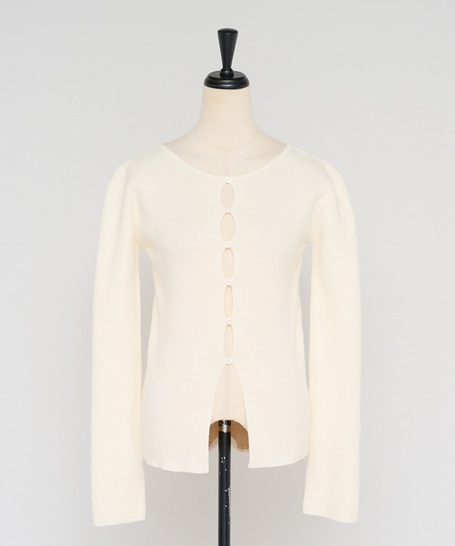 ENC(エンク)の「front holed knit / フロントホールニット(ニット/セーター・レディース・ネイビー/アイボリー/チャコールグレー・FREE)」の20枚目の写真