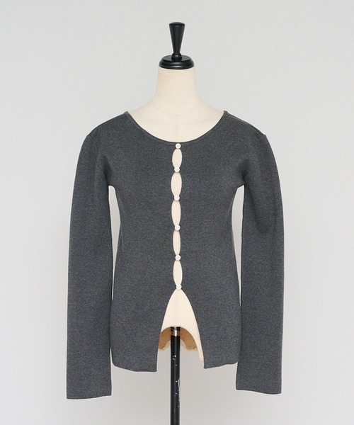 ENC(エンク)の「front holed knit / フロントホールニット(ニット/セーター・レディース・ネイビー/アイボリー/チャコールグレー・FREE)」の21枚目の写真