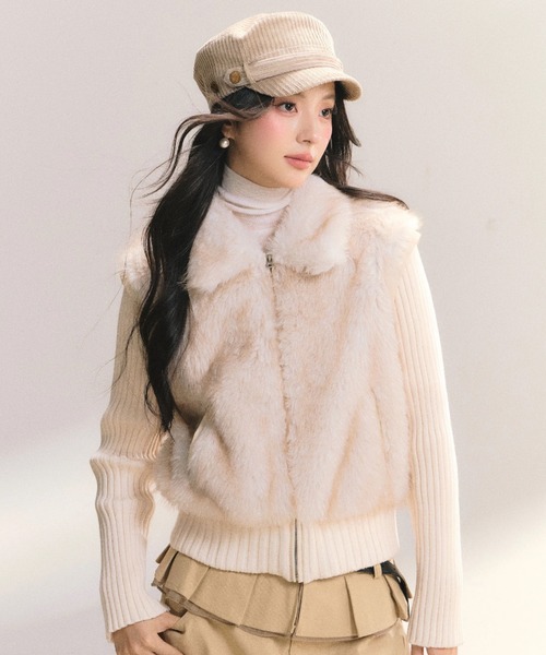 .KOM(ドットコム)の「A'GEM/9 × .kom 『.kom/ドットケーオーエム』【Y2K】フェイクファー×切替ニット(ニット/セーター・レディース・ブラック/ホワイト・FREE)」の14枚目の写真