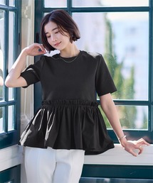 異素材コンボペプラムTシャツ