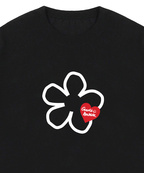GRAVER（グレーバー）の「[ユニセックス]ラインフラワーハートロゴ半袖Tシャツ_ブラック（Tシャツ/カットソー・レディース・ブラック・MEDIUM/SMALL/LARGE）」の3枚目の写真