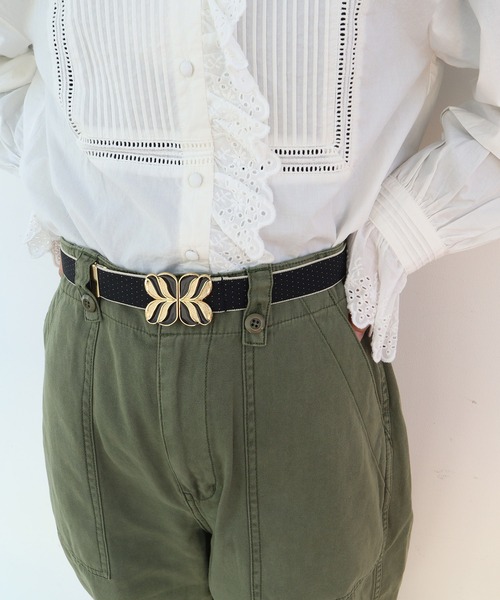 Dot＆Stripes CHILD WOMAN（ドットアンドストライプス　チャイルドウーマン）の「レトロバックル ピンドットゴムベルト（ベルト・レディース・アイボリー/ブラウン/ブラック・FREE）」の11枚目の写真