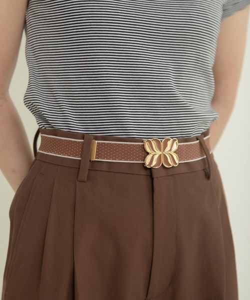 Dot＆Stripes CHILD WOMAN（ドットアンドストライプス　チャイルドウーマン）の「レトロバックル ピンドットゴムベルト（ベルト・レディース・アイボリー/ブラウン/ブラック・FREE）」の6枚目の写真