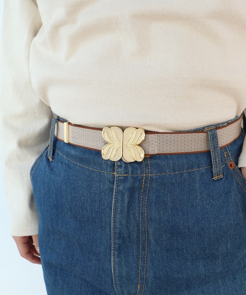 Dot＆Stripes CHILD WOMAN（ドットアンドストライプス　チャイルドウーマン）の「レトロバックル ピンドットゴムベルト（ベルト・レディース・アイボリー/ブラウン/ブラック・FREE）」の15枚目の写真