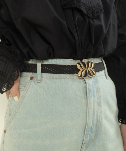 Dot＆Stripes CHILD WOMAN（ドットアンドストライプス　チャイルドウーマン）の「レトロバックル ピンドットゴムベルト（ベルト・レディース・アイボリー/ブラウン/ブラック・FREE）」の20枚目の写真