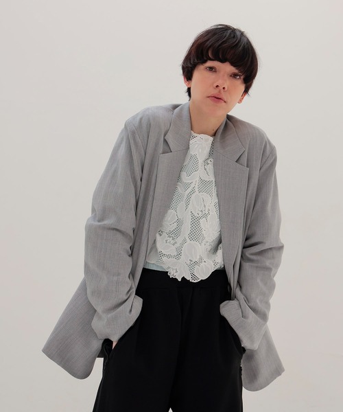 DRESSLAVE（ドレスレイブ）の「twill tailored jacket(ツイルテーラードジャケット)（テーラードジャケット・レディース・ベージュ/グレー・38）」の2枚目の写真