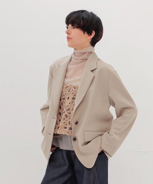 DRESSLAVE（ドレスレイブ）の「twill tailored jacket(ツイルテーラードジャケット)（テーラードジャケット・レディース・ベージュ/グレー・38）」の3枚目の写真