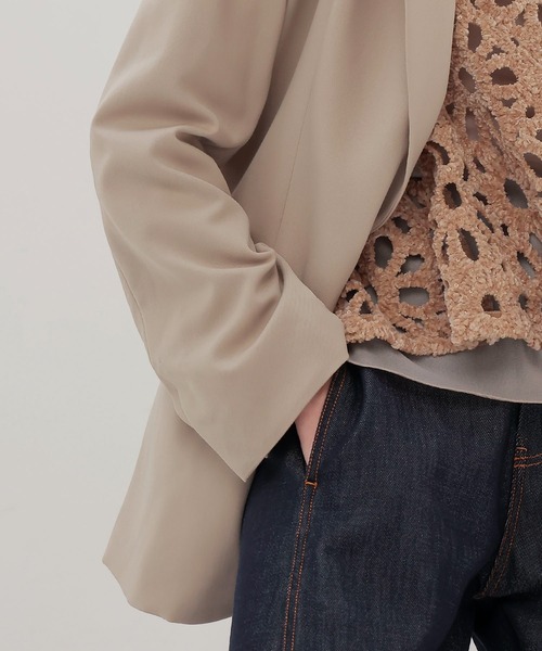 DRESSLAVE（ドレスレイブ）の「twill tailored jacket(ツイルテーラードジャケット)（テーラードジャケット・レディース・ベージュ/グレー・38）」の6枚目の写真