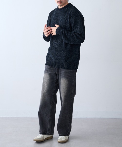 HAUS（ハウス）の「【HAUS】クルーネックニット 5411-801（ニット/セーター・メンズ・ブラック/オフホワイト/ブラウン/グレー/チャコールグレー/グレイッシュベージュ・M/L/LL）」の18枚目の写真