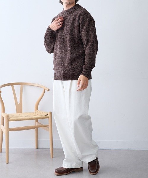 HAUS（ハウス）の「【HAUS】クルーネックニット 5411-801（ニット/セーター・メンズ・ブラック/オフホワイト/ブラウン/グレー/チャコールグレー/グレイッシュベージュ・M/L/LL）」の8枚目の写真
