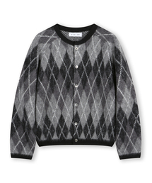 BESLOW（ビースロー）の「ARGYLE CREW NECK SHORT CARDIGAN BLACK（カーディガン/ボレロ・メンズ）」