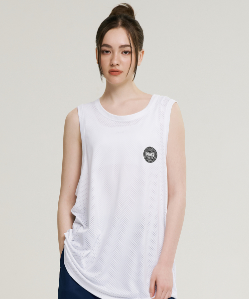 LAZYBEE(レイジービー)の「マッスルメッシュジャージオーバーサイズWノースリーブタンクトップホワイト(Tシャツ/カットソー・レディース・その他・FREE)」の2枚目の写真