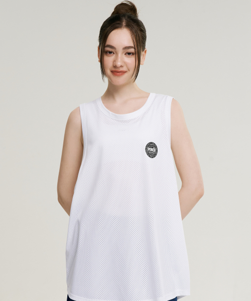 LAZYBEE(レイジービー)の「マッスルメッシュジャージオーバーサイズWノースリーブタンクトップホワイト(Tシャツ/カットソー・レディース・その他・FREE)」の4枚目の写真