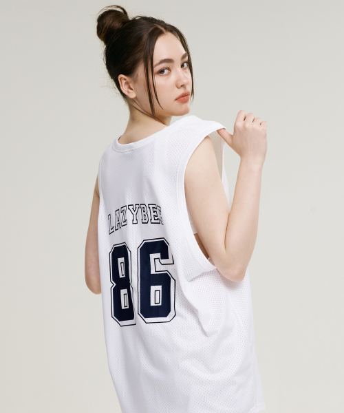 LAZYBEE(レイジービー)の「マッスルメッシュジャージオーバーサイズWノースリーブタンクトップホワイト(Tシャツ/カットソー・レディース・その他・FREE)」の8枚目の写真