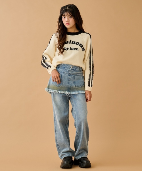 by LOVEiT（バイラビット）の「レースロゴニット（ニット/セーター・キッズ・オフホワイト/ネイビー/レッド・120cm/130cm/160cm/150cm/140cm）」の4枚目の写真