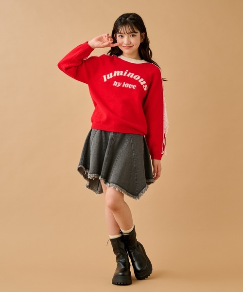 by LOVEiT（バイラビット）の「レースロゴニット（ニット/セーター・キッズ・オフホワイト/ネイビー/レッド・120cm/130cm/160cm/150cm/140cm）」の5枚目の写真