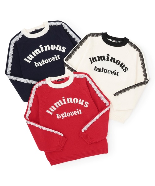 by LOVEiT（バイラビット）の「レースロゴニット（ニット/セーター・キッズ・オフホワイト/ネイビー/レッド・120cm/130cm/160cm/150cm/140cm）」の7枚目の写真