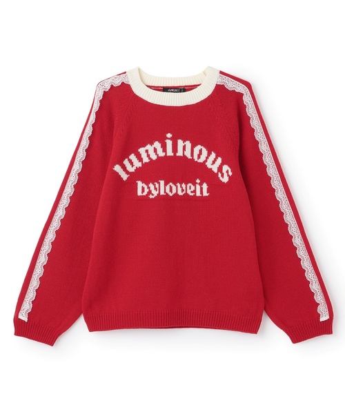 by LOVEiT（バイラビット）の「レースロゴニット（ニット/セーター・キッズ・オフホワイト/ネイビー/レッド・120cm/130cm/160cm/150cm/140cm）」の8枚目の写真