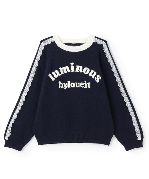 by LOVEiT（バイラビット）の「レースロゴニット（ニット/セーター・キッズ・オフホワイト/ネイビー/レッド・120cm/130cm/160cm/150cm/140cm）」の9枚目の写真