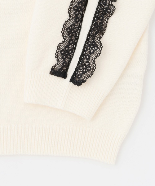 by LOVEiT（バイラビット）の「レースロゴニット（ニット/セーター・キッズ・オフホワイト/ネイビー/レッド・120cm/130cm/160cm/150cm/140cm）」の14枚目の写真