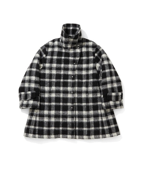Trefle blanc(トレフルブラン)の「【original】check 中綿 coat(ステンカラーコート・レディース・ホワイト×ブラック・FREE)」の2枚目の写真