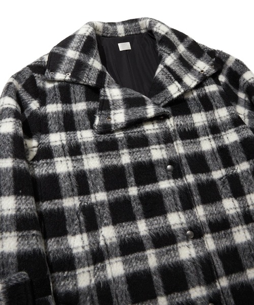 Trefle blanc(トレフルブラン)の「【original】check 中綿 coat(ステンカラーコート・レディース・ホワイト×ブラック・FREE)」の4枚目の写真