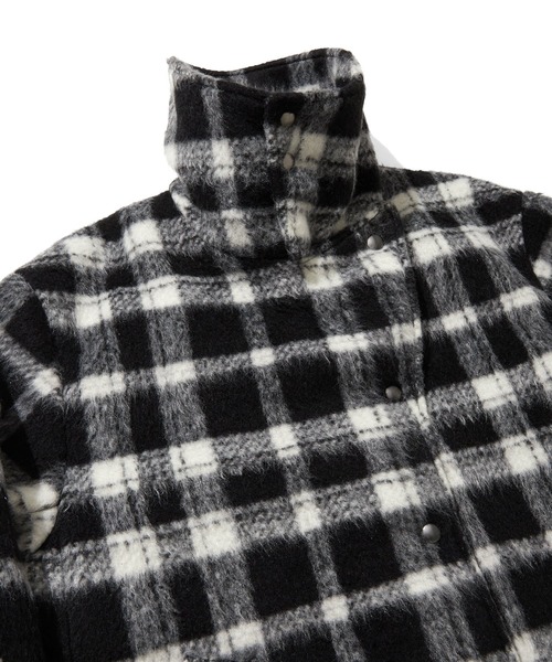 Trefle blanc(トレフルブラン)の「【original】check 中綿 coat(ステンカラーコート・レディース・ホワイト×ブラック・FREE)」の5枚目の写真