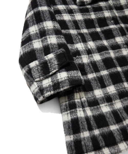 Trefle blanc(トレフルブラン)の「【original】check 中綿 coat(ステンカラーコート・レディース・ホワイト×ブラック・FREE)」の6枚目の写真