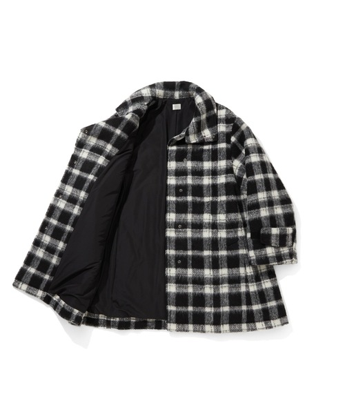Trefle blanc(トレフルブラン)の「【original】check 中綿 coat(ステンカラーコート・レディース・ホワイト×ブラック・FREE)」の8枚目の写真